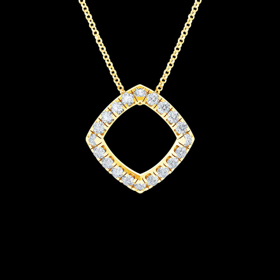 All Necklaces Rockrush | 18K Gold Lab-Grown Diamond Square Pendant Necklace