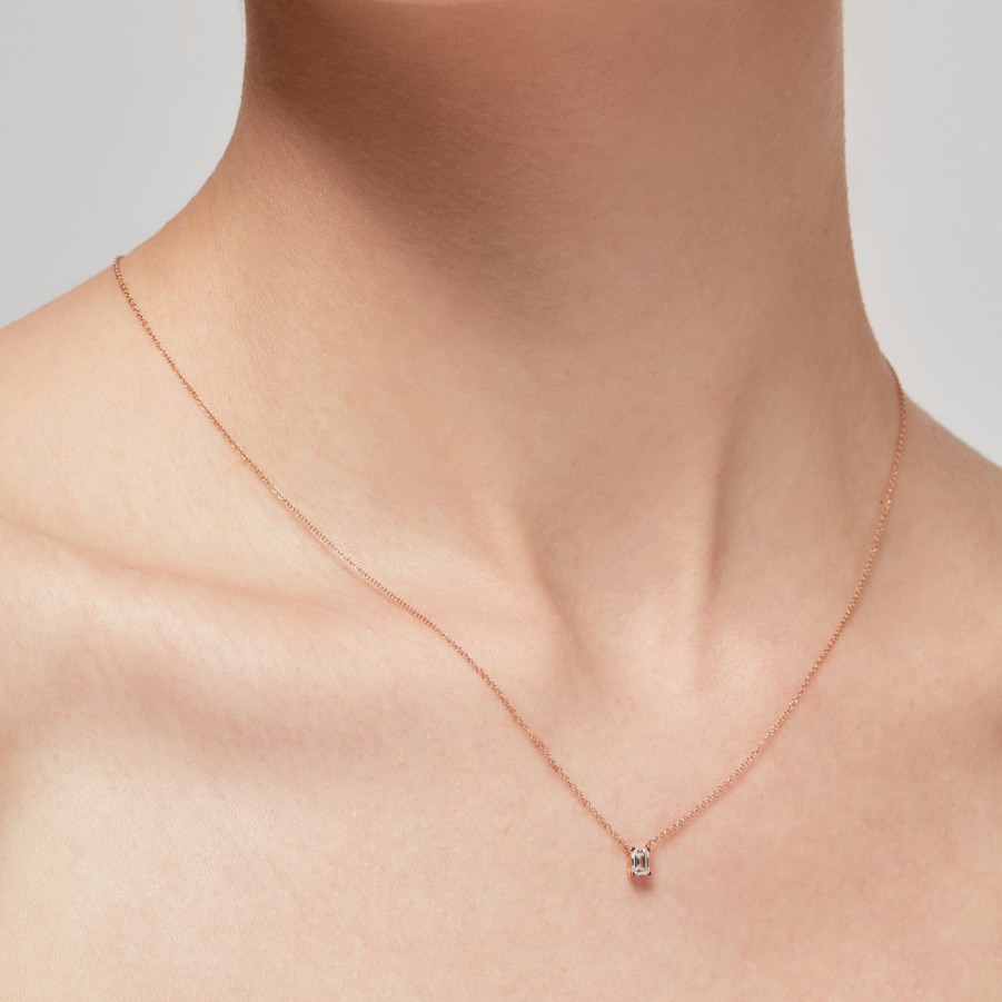 All Necklaces Project III - Elements | Lab-Grown Emerald Cut Diamond Solitaire Necklace