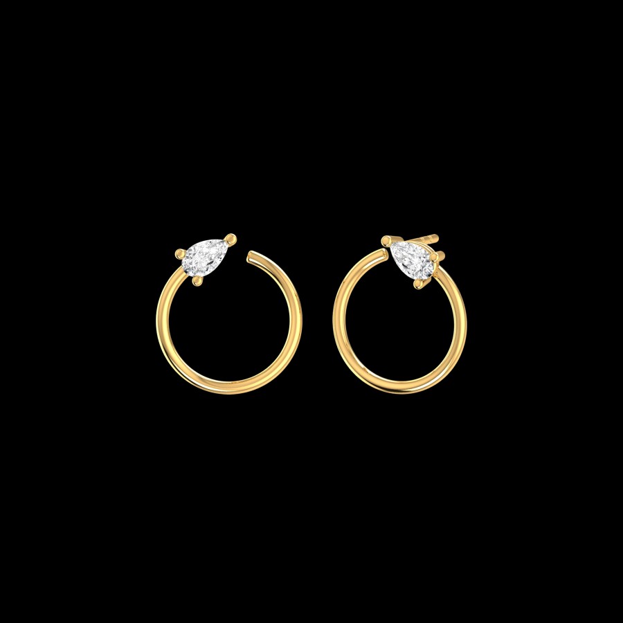 All Earrings Rêver | 18K Recycled Gold Lab-Grown Diamond Circle Pear Earrings