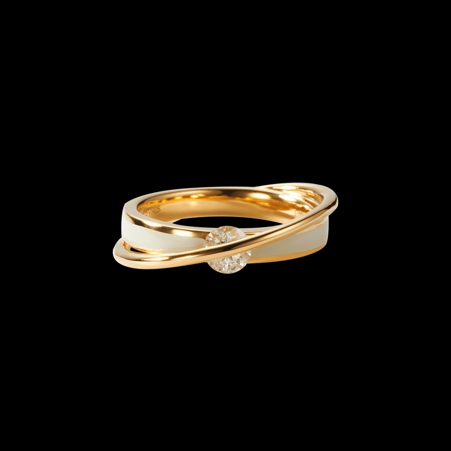 All Rings Terra | 18K Gold Vermeil White Enamel Diamond Ring