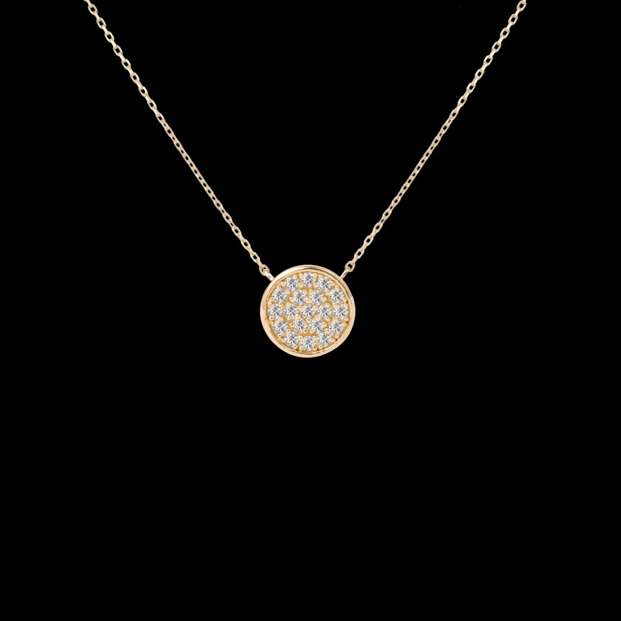 All Necklaces Prmal | Pave Diamond Disk Necklace