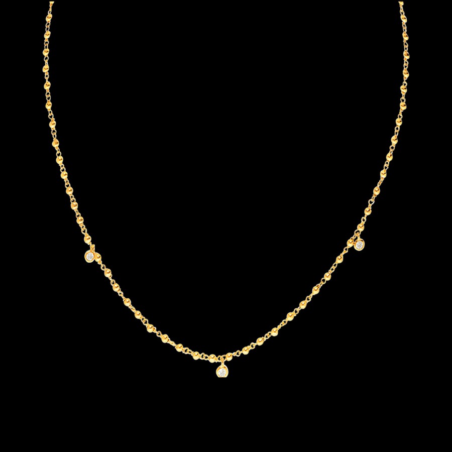 All Necklaces Scéona | Khasi 18K Yellow Gold Bezel Diamond Necklace