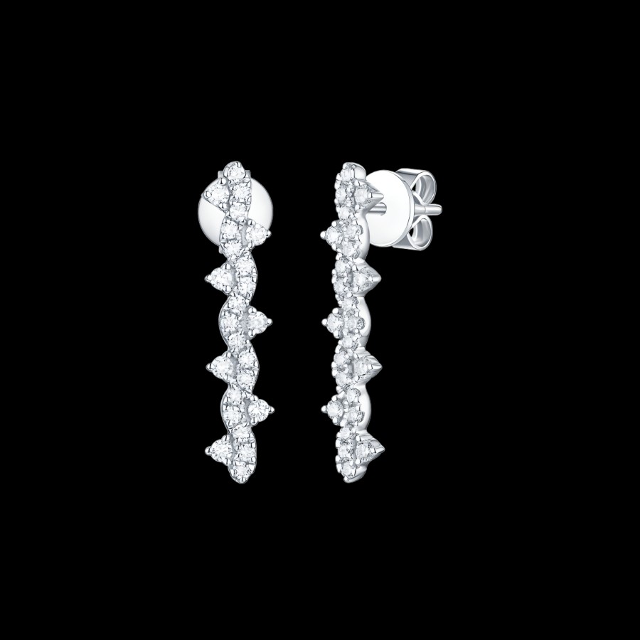 All Earrings Smiling Rocks | 14K White Gold Lab-Grown Diamond Drizzle Earrings