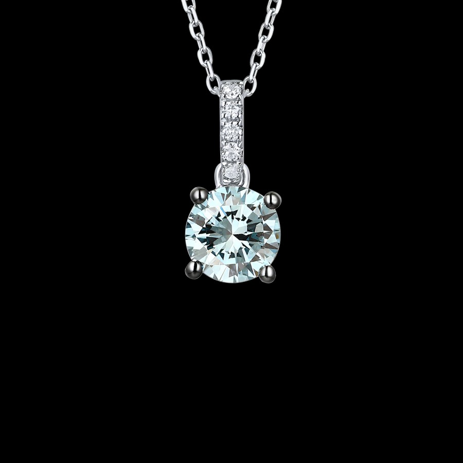 All Necklaces Smiling Rocks | Lab-Grown Blue Diamond Solitaire Pendant Necklace