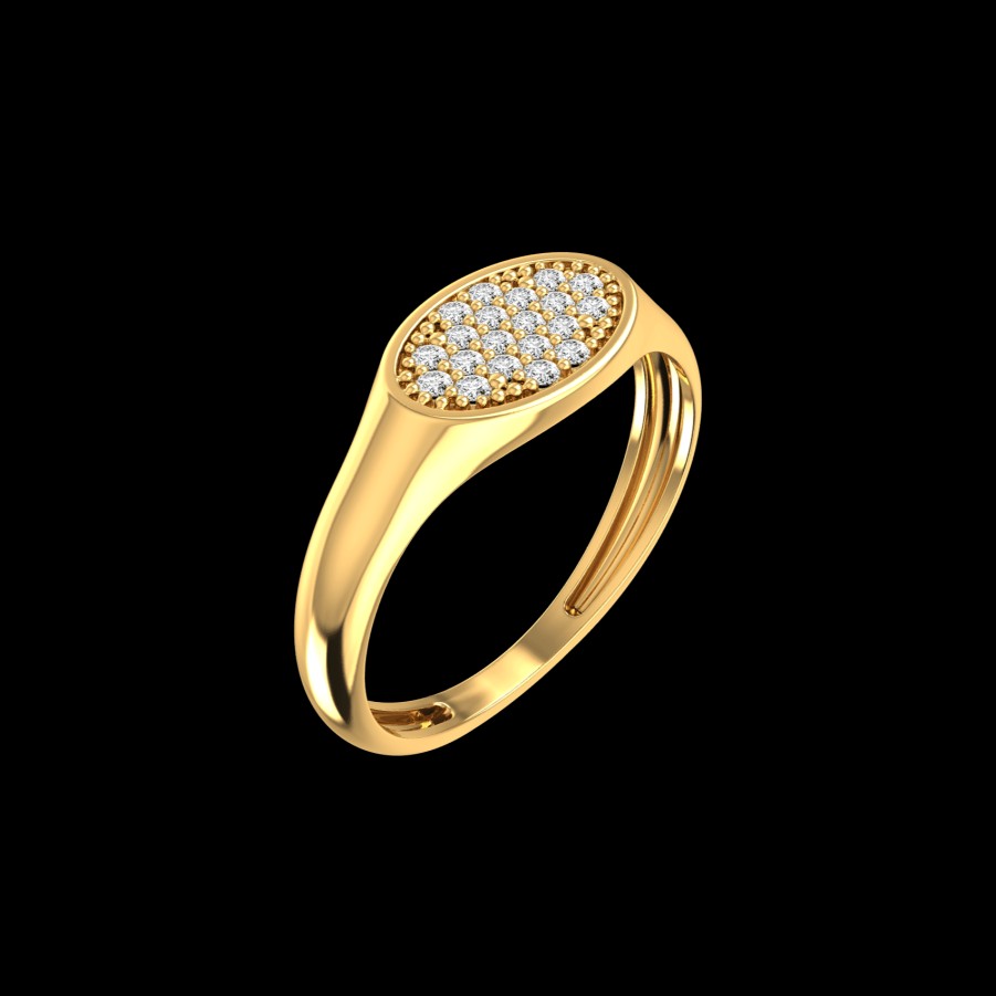 All Rings Rêver | 18K Recycled Gold Oval Pave Signet Ring