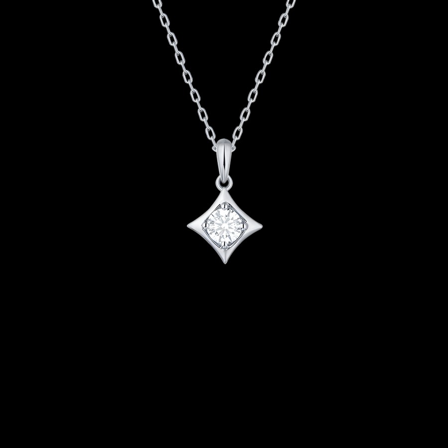 All Necklaces Smiling Rocks | Lab-Grown Diamond Solitaire Sparkle Pendant Necklace