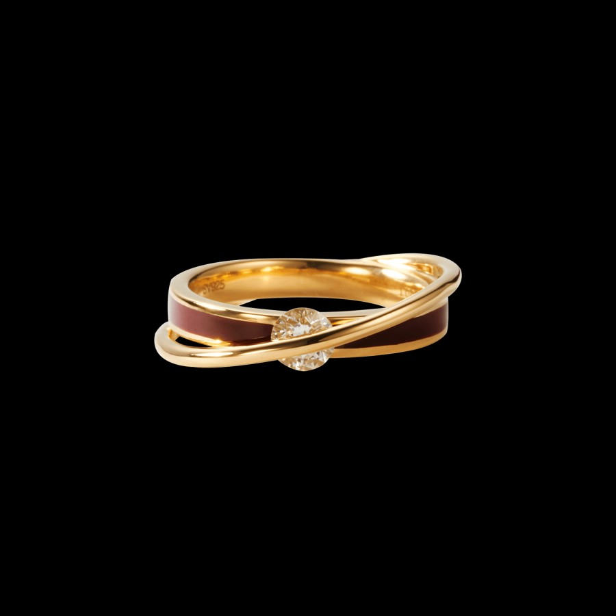 All Rings Terra | 18K Gold Vermeil Brown Enamel Diamond Ring