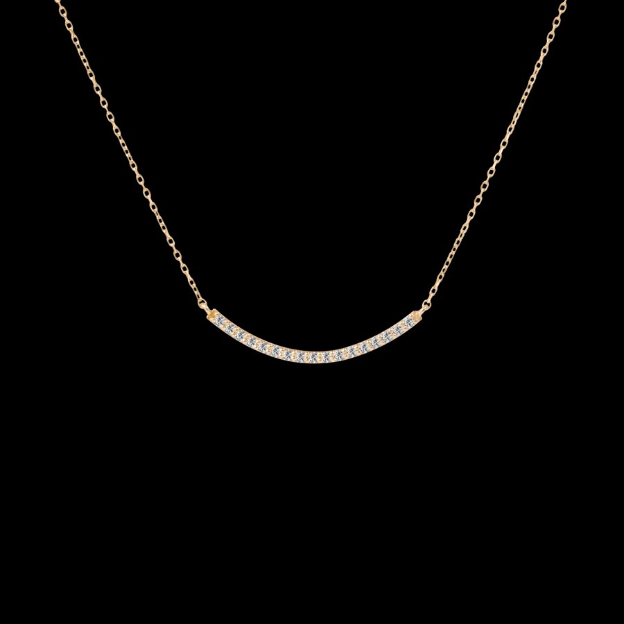 All Necklaces Prmal | Long Curve Lab-Grown Diamond Pave Necklace