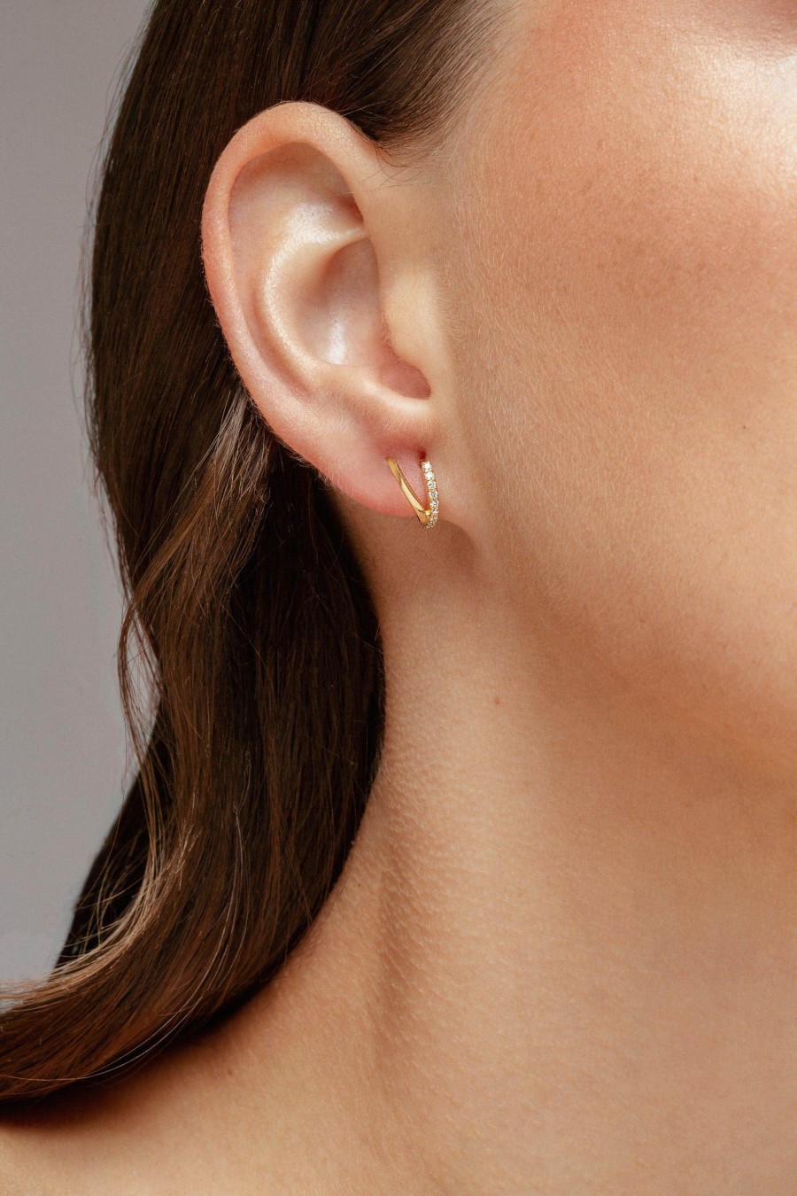 All Earrings Rêver | V Shaped Diamond Huggie Earrings