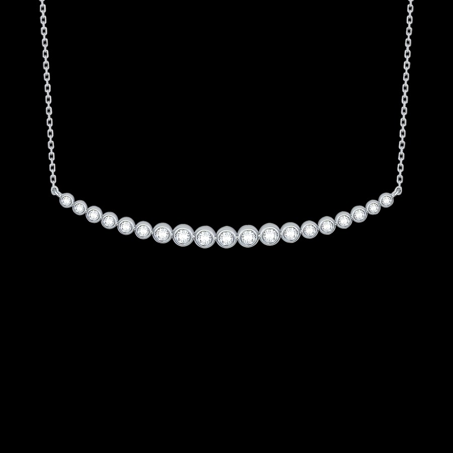 All Necklaces Smiling Rocks | 14K White Gold Lab-Grown Diamond Bezel Necklace - The Future Rocks