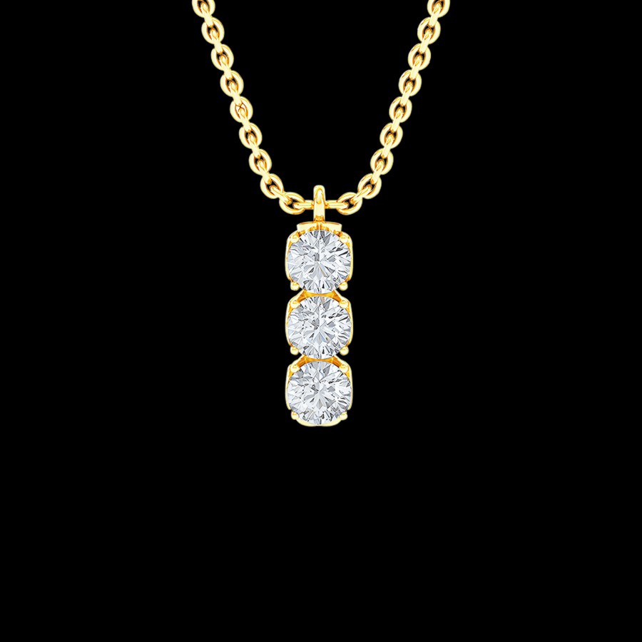 All Necklaces Rockrush | 18K Gold Lab-Grown Trilogy Diamond Necklace - The Future Rocks