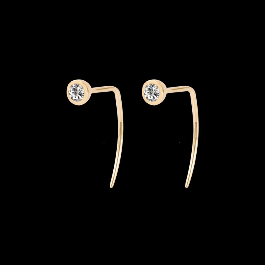 All Earrings Prmal | Lab-Grown Diamond Bezel Tail Earrings