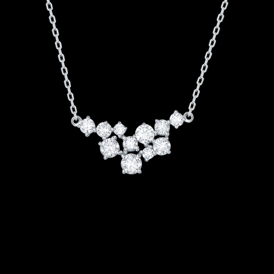 All Necklaces Smiling Rocks | 14K White Gold Lab-Grown Diamond Drizzle Necklace Iii