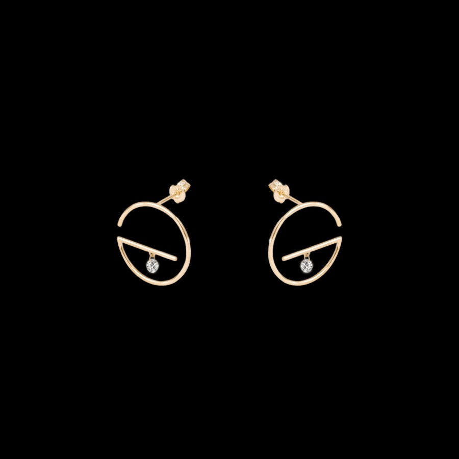 All Earrings Prmal | Small Floating Diamond Gold Earrings