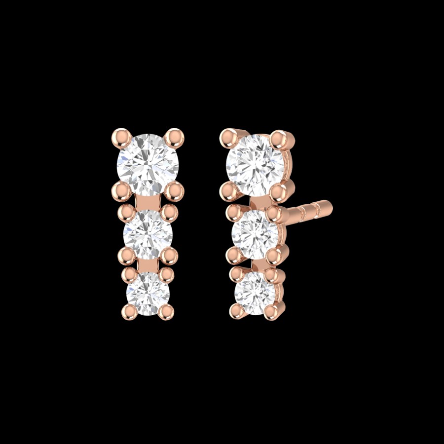 All Earrings Rêver | Degrade Three Stone Diamond Stud Earrings