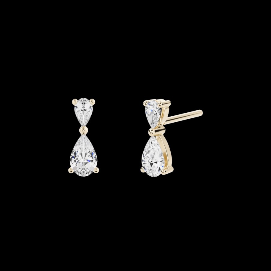 All Earrings Mimoke | Lab-Grown Pear Shaped Diamond Vintage Drop Earrings