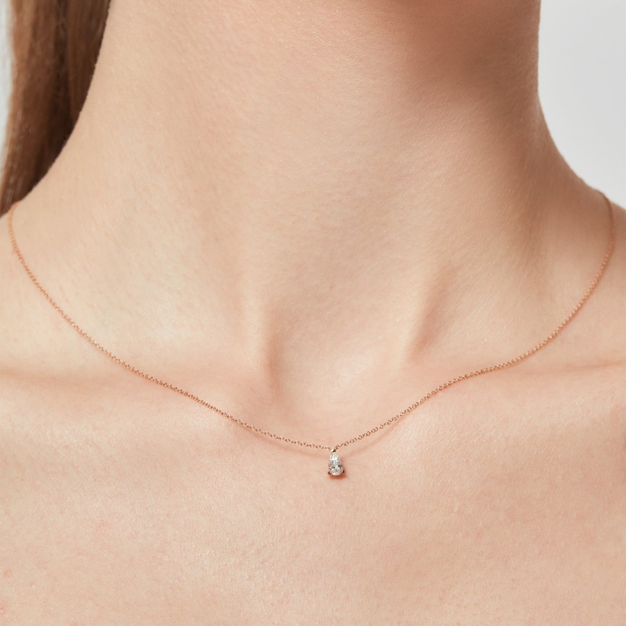 All Necklaces Project III - Elements | Mars Pear Cut Diamond Solitaire Necklace