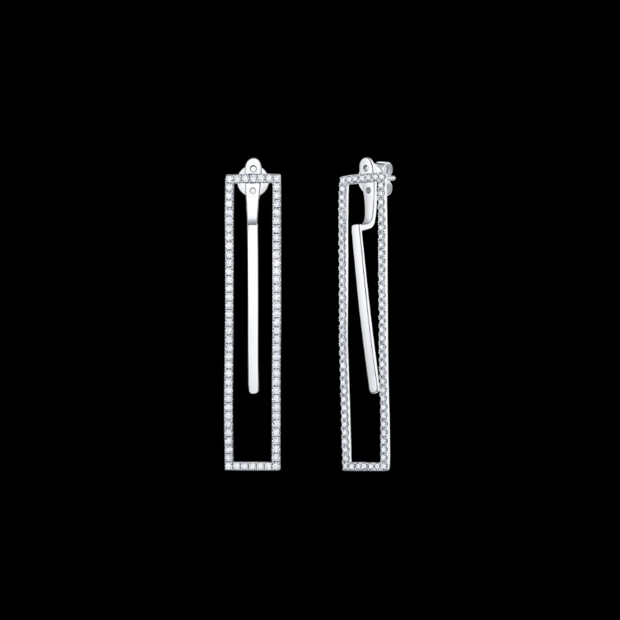 All Earrings Smiling Rocks | 14K White Gold Lab-Grown-Diamond Skyline Bold Earrings