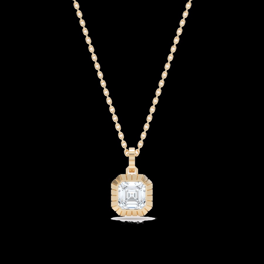 All Necklaces Loev | Eternity Engraved Asscher Diamond Pendant Necklace