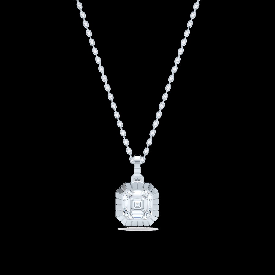 All Necklaces Loev | Eternity Engraved Asscher Diamond Pendant Necklace