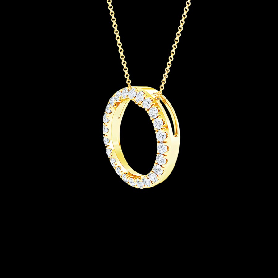 All Necklaces Rockrush | 18K Gold Lab-Grown Diamond Circle Pendant Necklace