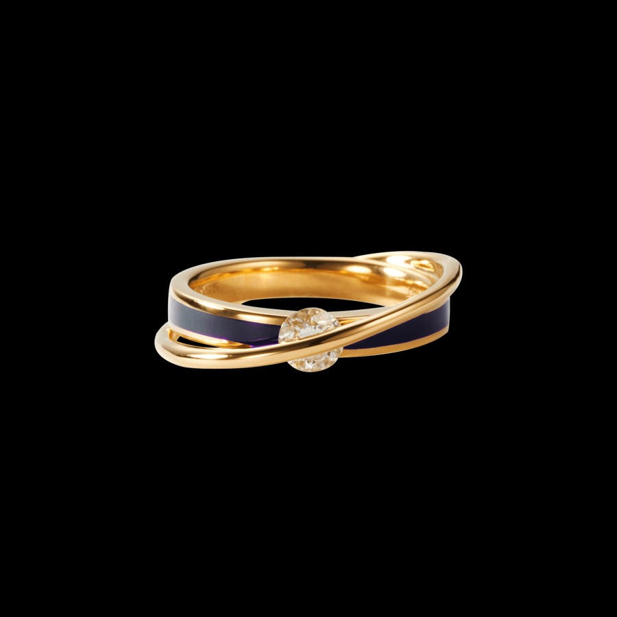 All Rings Terra | 18K Gold Vermeil Black Enamel Diamond Ring