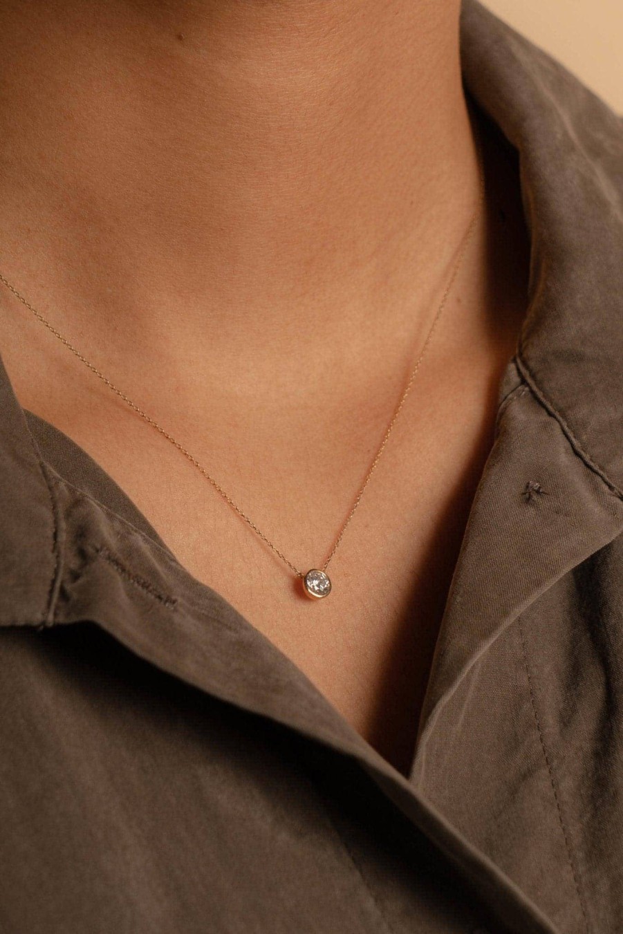 All Necklaces Prmal | Lab-Grown Diamond Bezel Necklace