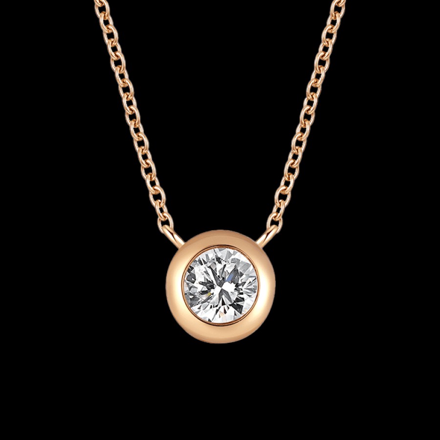 All Necklaces Project V - The Point | Lab-Grown Diamond Solitaire Bezel Necklace