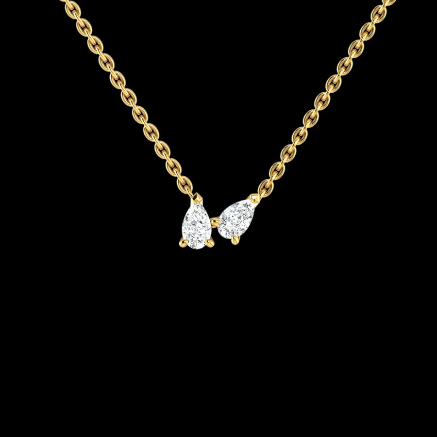 All Necklaces Rêver | Double Pear Shaped Diamond Necklace