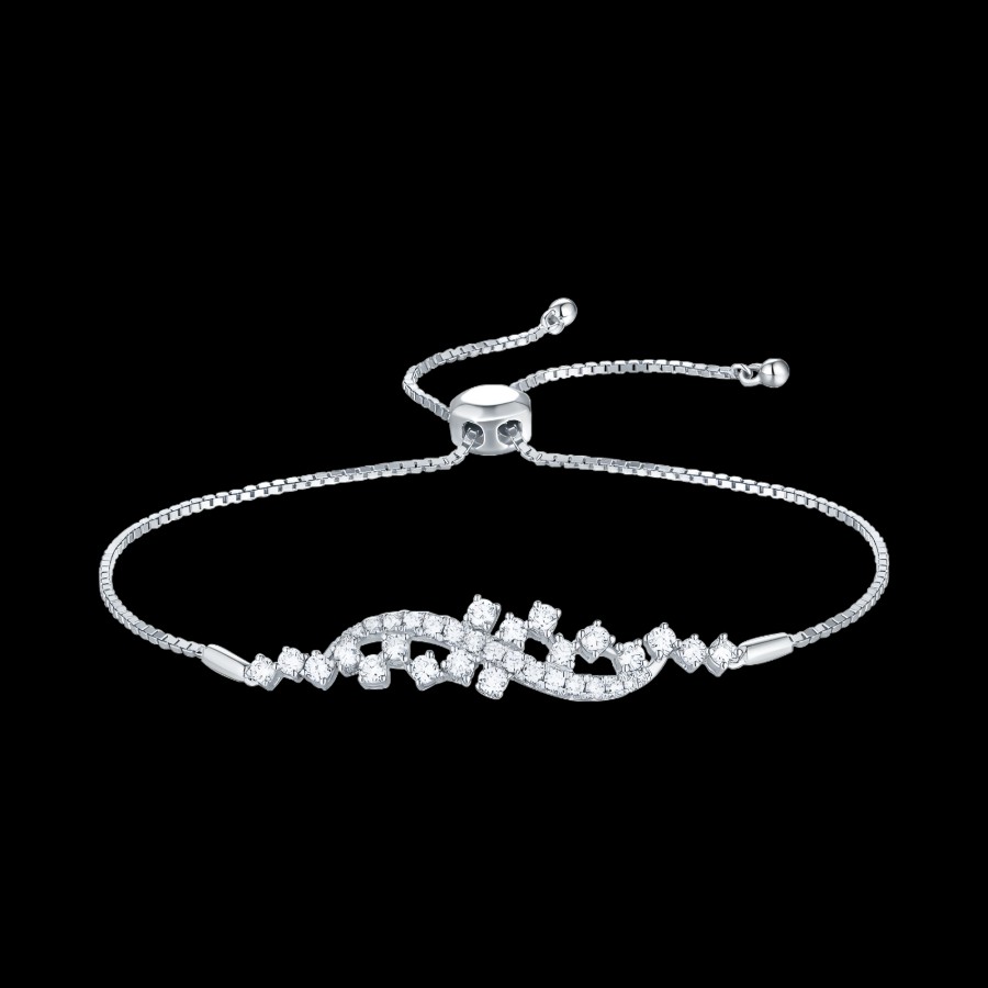 All Bracelets Smiling Rocks | 14K White Gold Lab-Grown Diamond Drizzle Bracelet