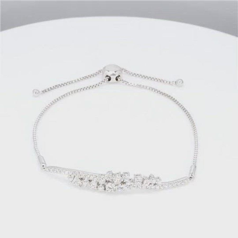 All Bracelets Smiling Rocks | 14K White Gold Lab-Grown Diamond Drizzle Bracelet