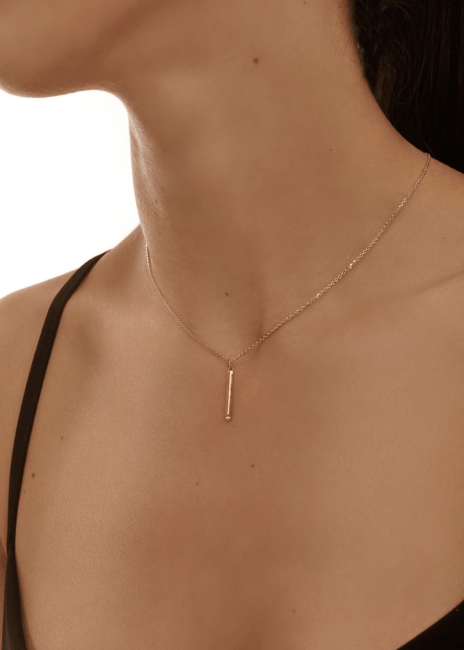 All Necklaces Maren | Sunbeam Gold Bar Pendant Necklace