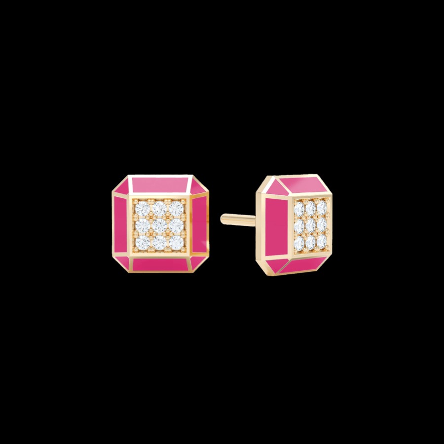 All Earrings Loev | Eternity Pink Enamel Stud Earrings