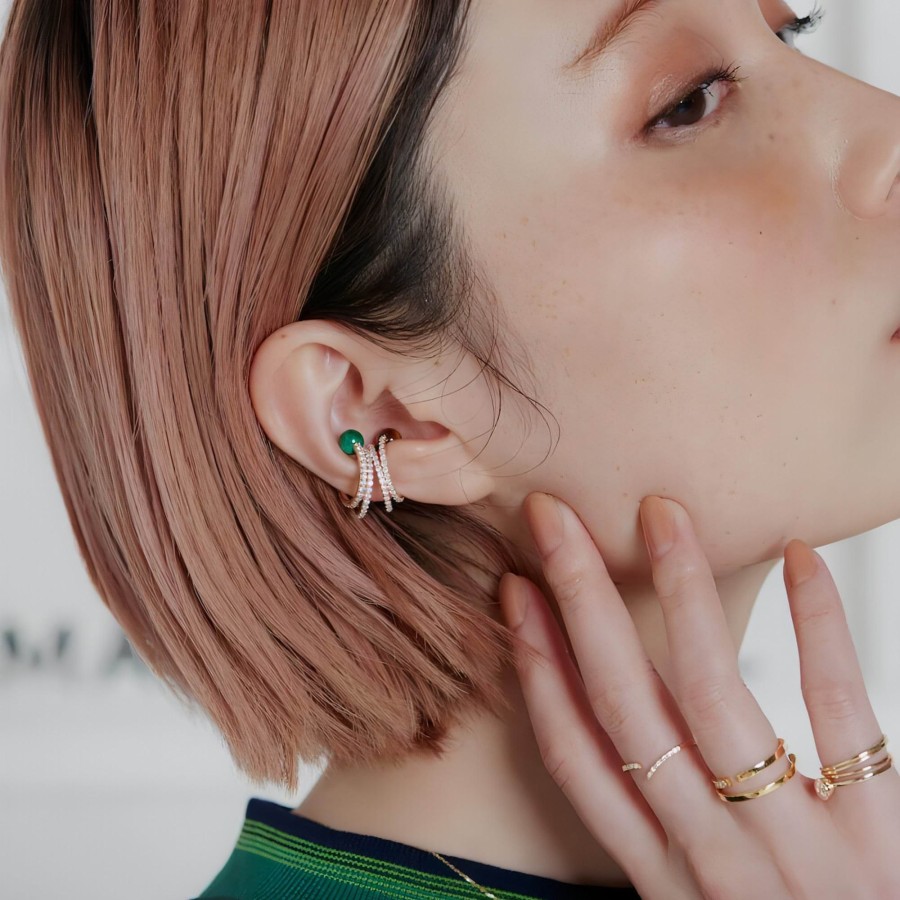 All Earrings Prmal | Malachite Ball Ear Cuff