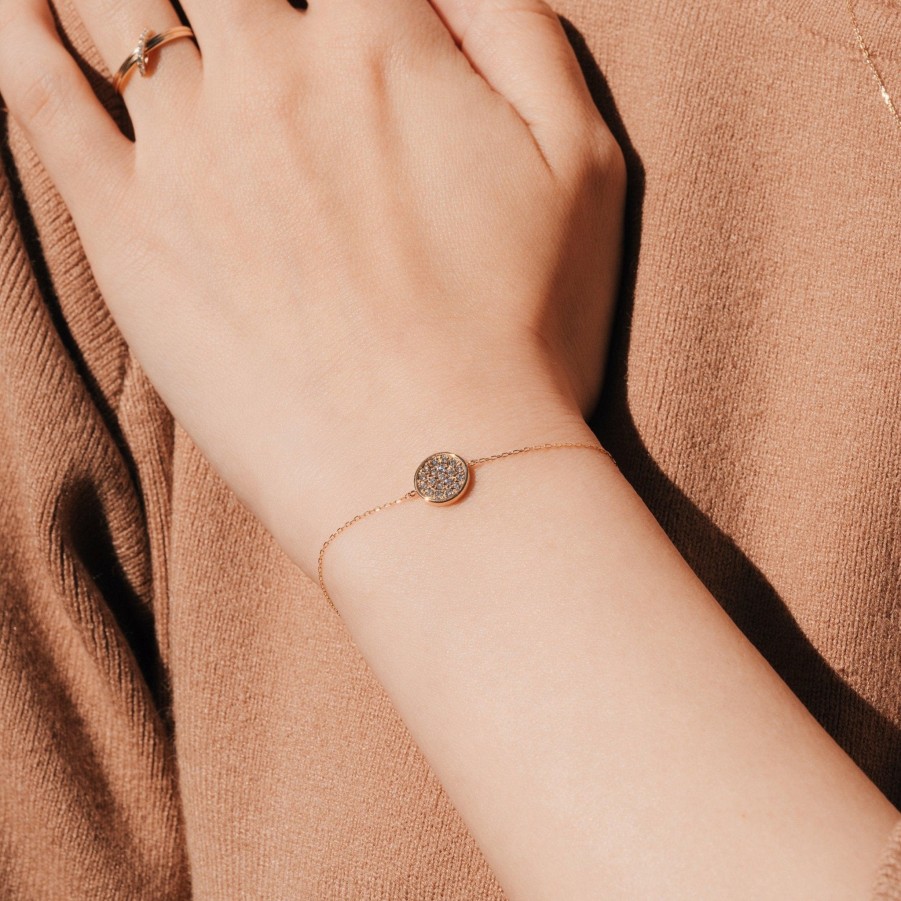 All Bracelets Prmal | Lab-Grown Diamond Pave Disk Bracelet