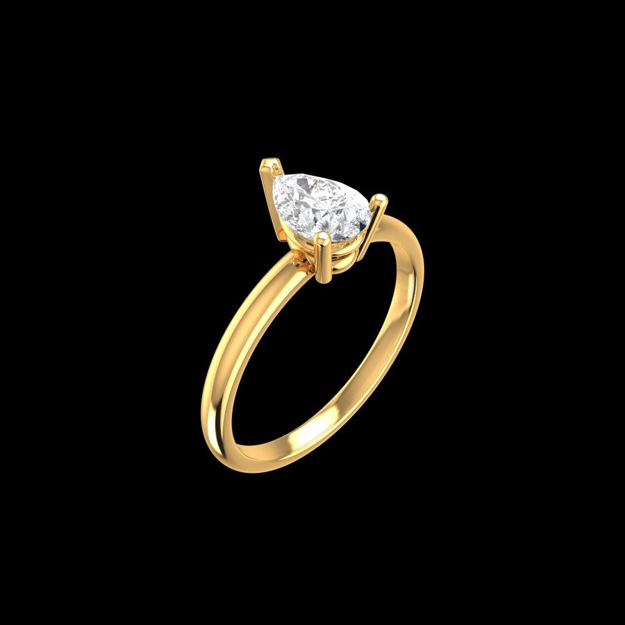 All Rings Rêver | 18K Gold Lab-Grown Pear Diamond Solitaire Ring