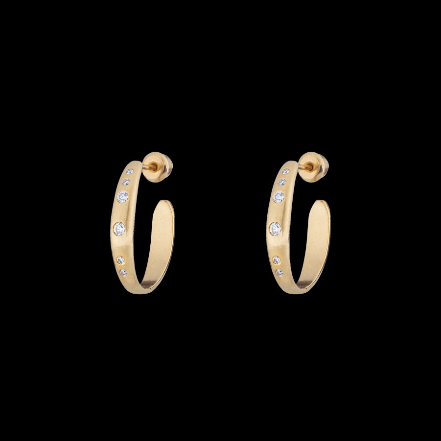 All Earrings Matilde | 14K Gold Lab-Grown Diamond Lua Hoop Earrings