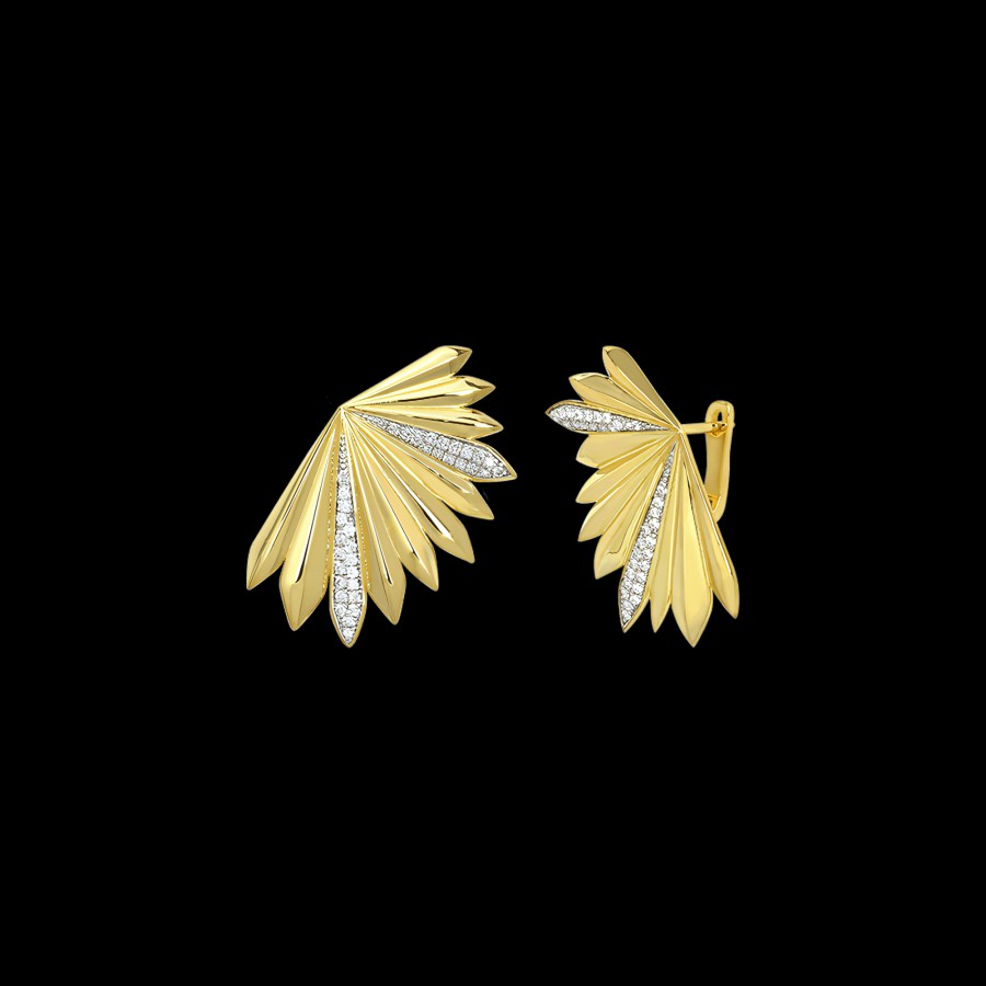 All Earrings Alondra | 18K Recycled Gold Vermeil Palm Statement Fluted Earrings