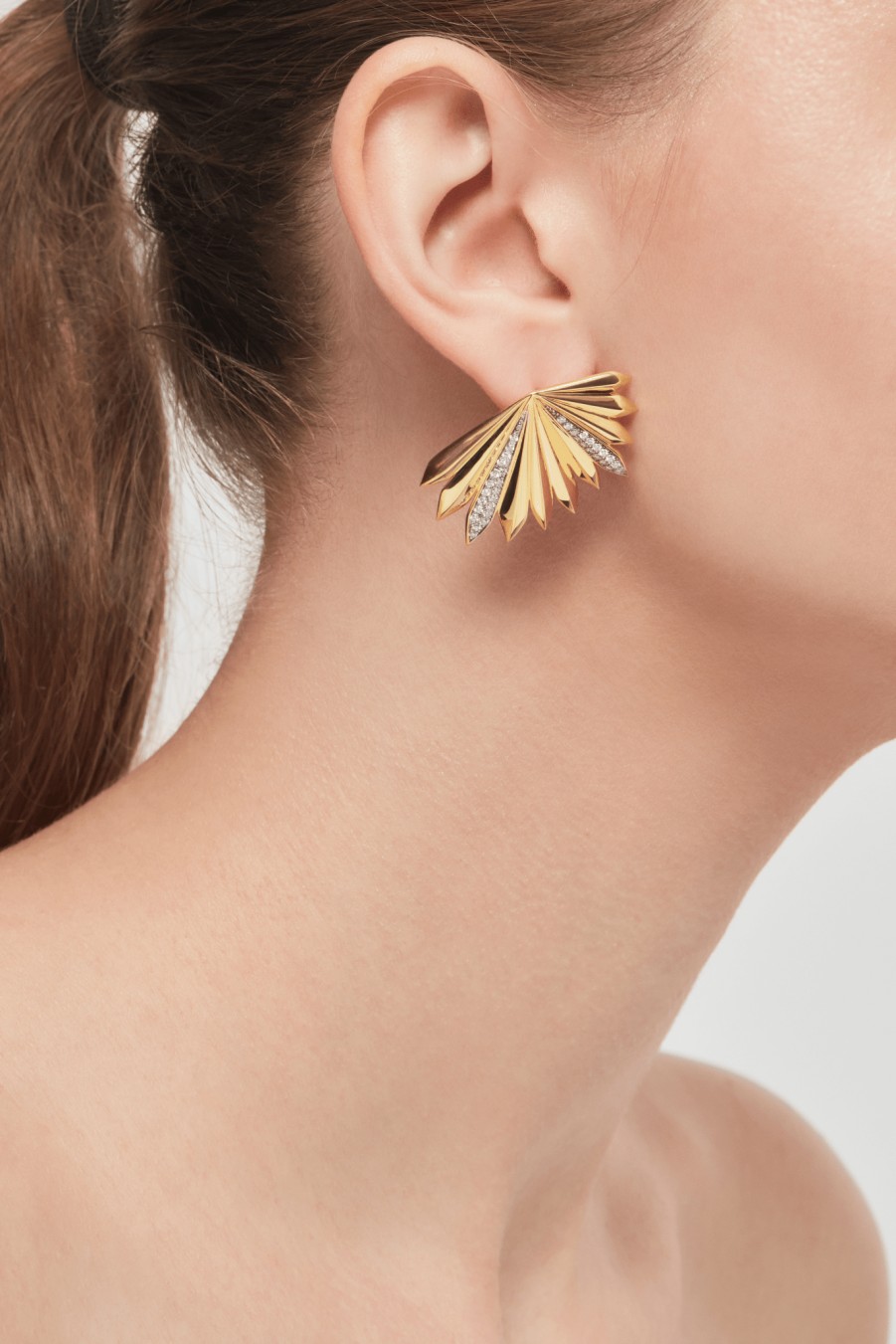 All Earrings Alondra | 18K Recycled Gold Vermeil Palm Statement Fluted Earrings