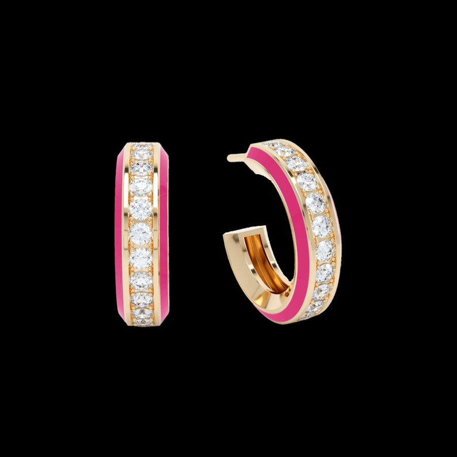 All Earrings Loev | Eternity Pink Enamel Hoop Earrings