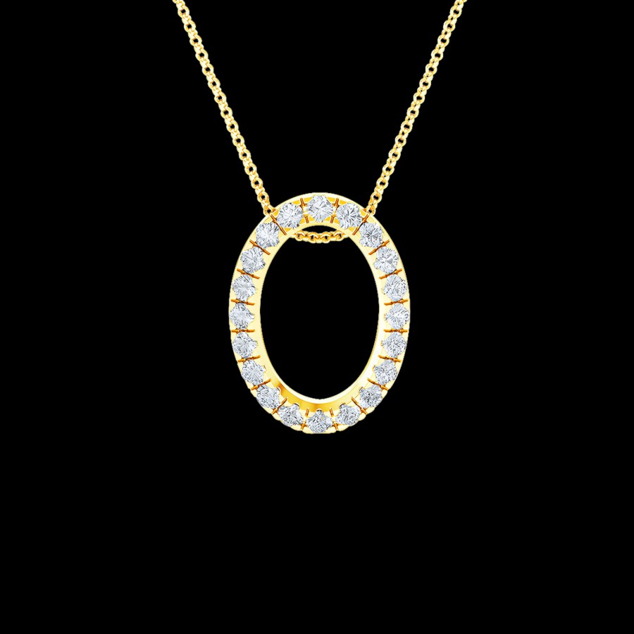 All Necklaces Rockrush | 18K Gold Lab-Grown Oval Diamond Pendant Necklace