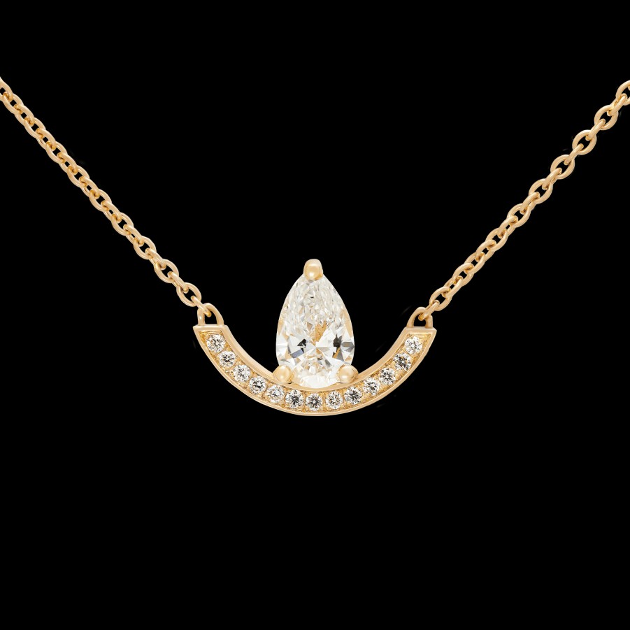 All Necklaces Loyal.e Paris | Intrepide Grand Arc Pavee Poire Solitaire Necklace