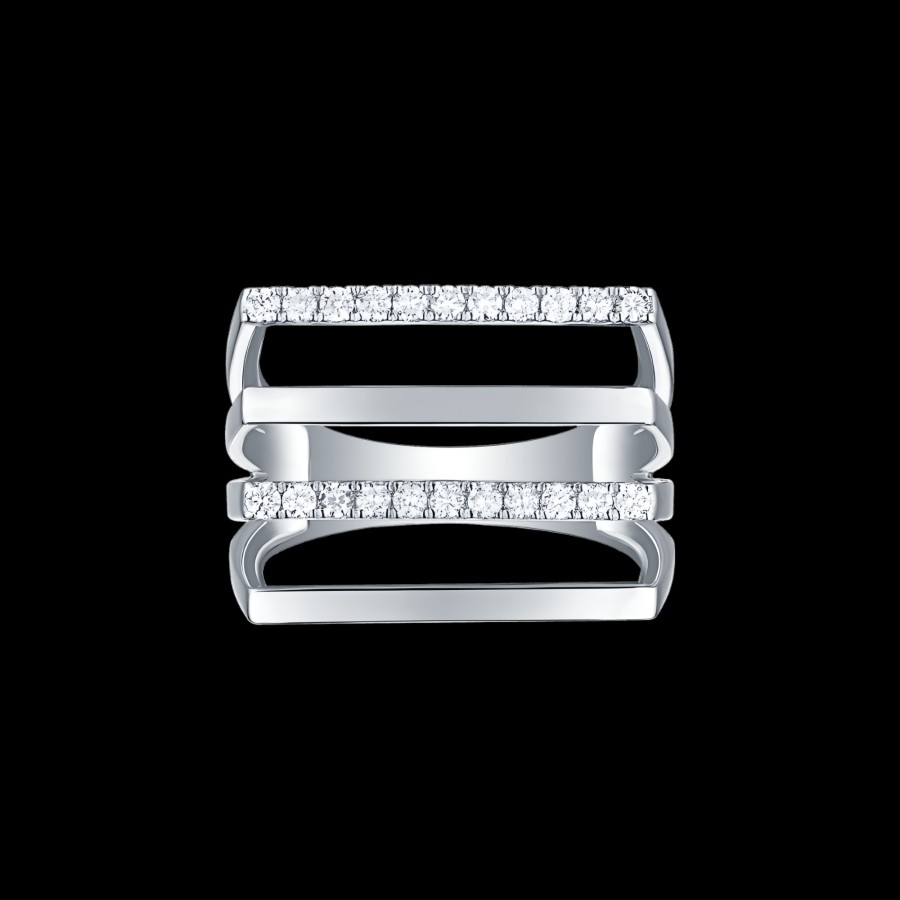 All Rings Smiling Rocks | 14K White Gold Lab-Grown-Diamond Skyline Lines Ring