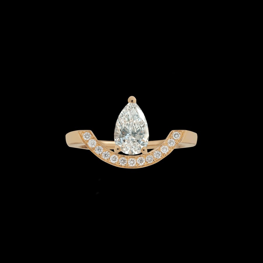 All Rings Loyal.e Paris | Intrepide Grand Arc Pavee Poire Solitaire Diamond Ring