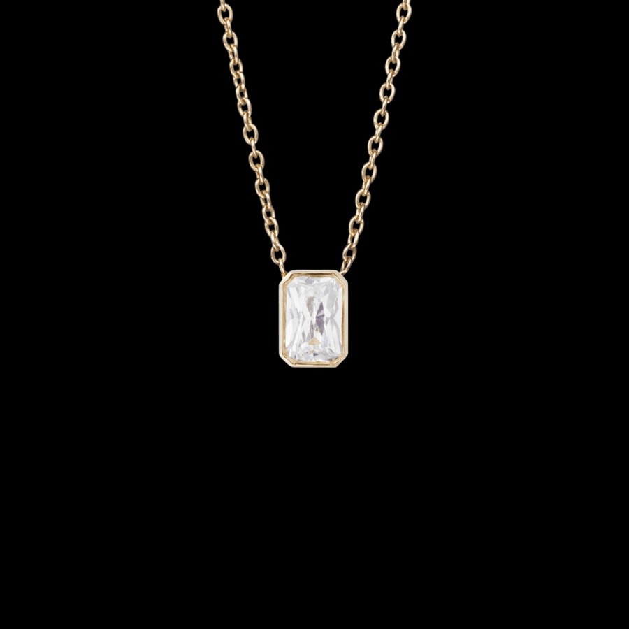 All Necklaces Monarc | Thea Emerald Lab-Grown Diamond Solitaire Necklace