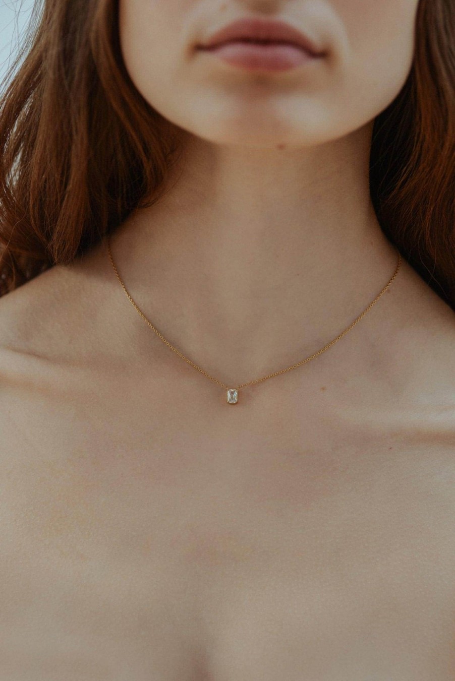 All Necklaces Monarc | Thea Emerald Lab-Grown Diamond Solitaire Necklace