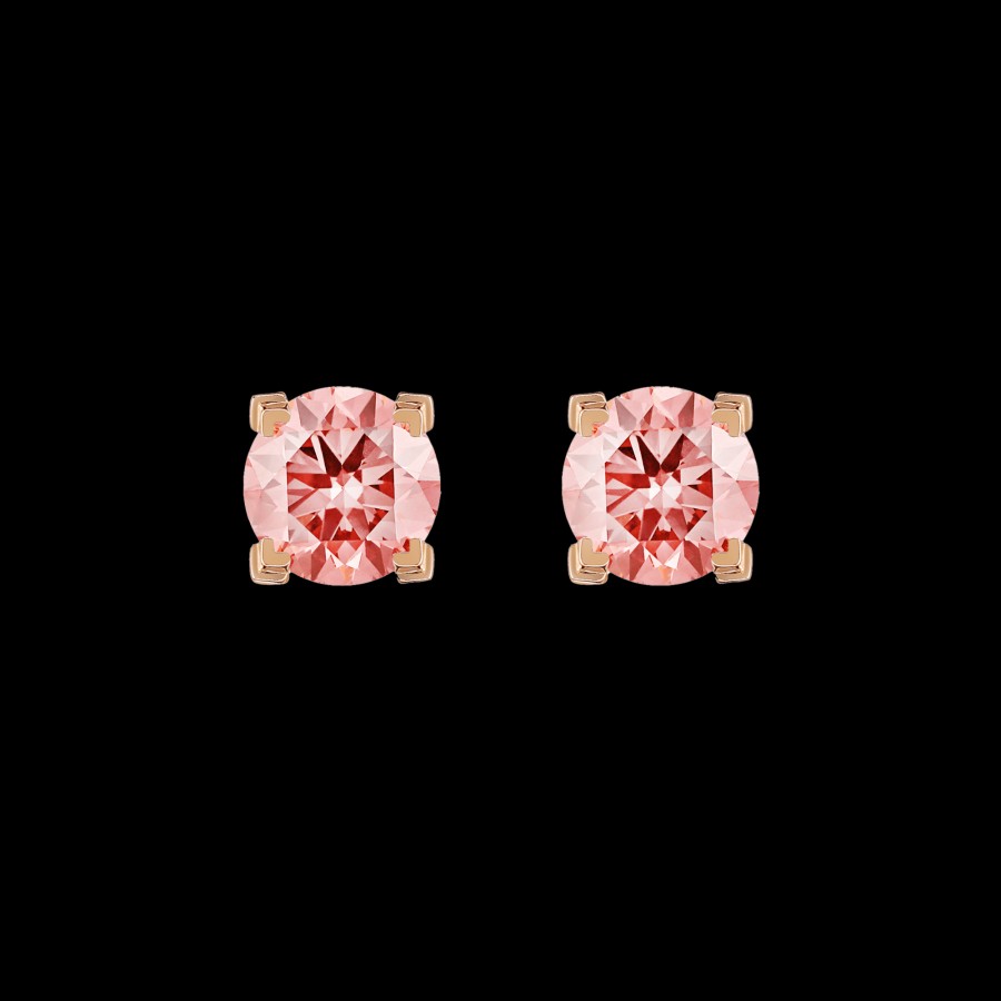 All Earrings Project III - Elements | Lab-Grown Pink Diamond Solitaire Stud Earrings