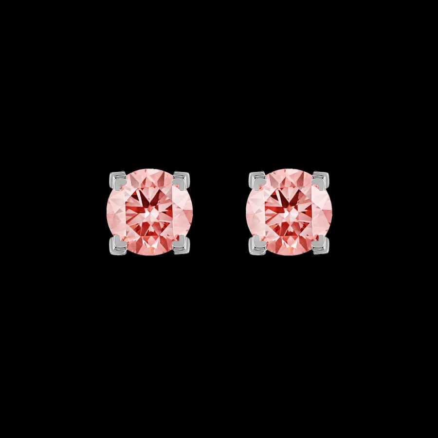 All Earrings Project III - Elements | Lab-Grown Pink Diamond Solitaire Stud Earrings