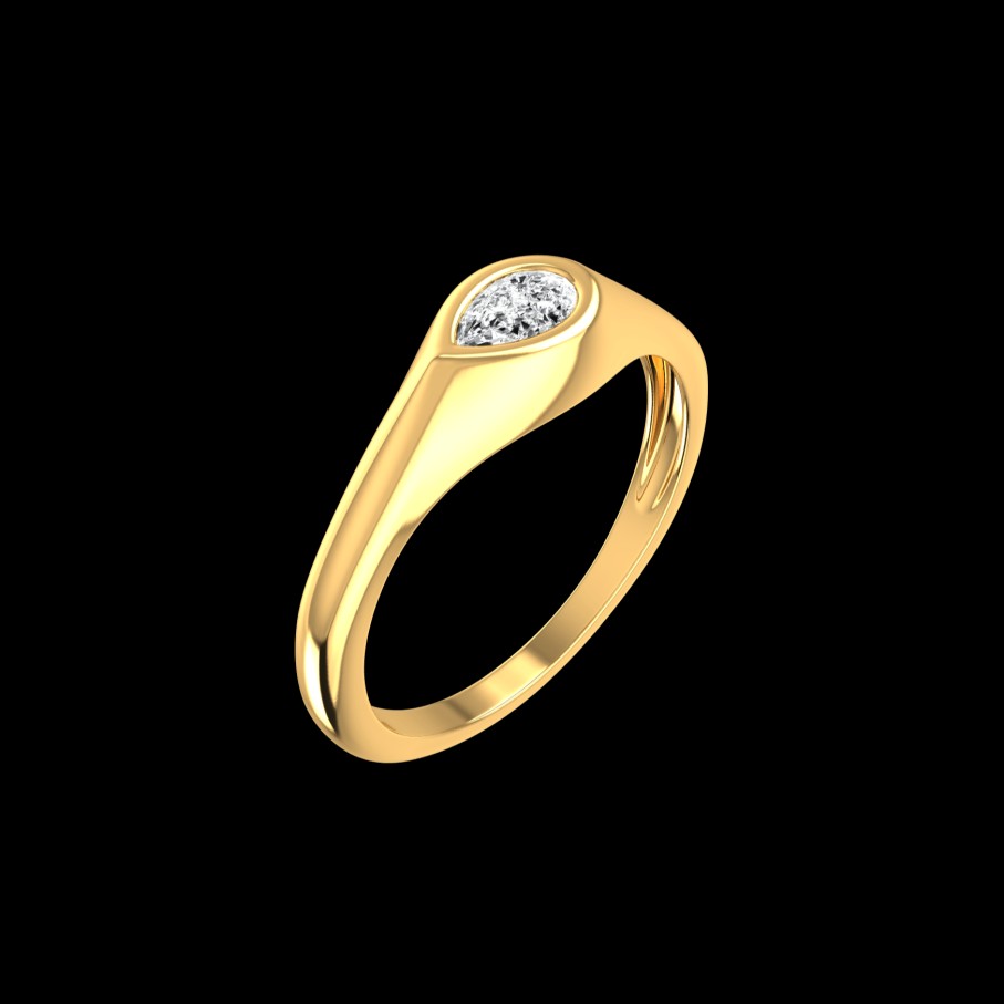 All Rings Rêver | 18K Recycled Gold Pear Diamond Signet Ring