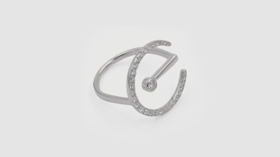 All Rings Smiling Rocks | 14K White Gold Lab-Grown-Diamond Skyline Circle Ring